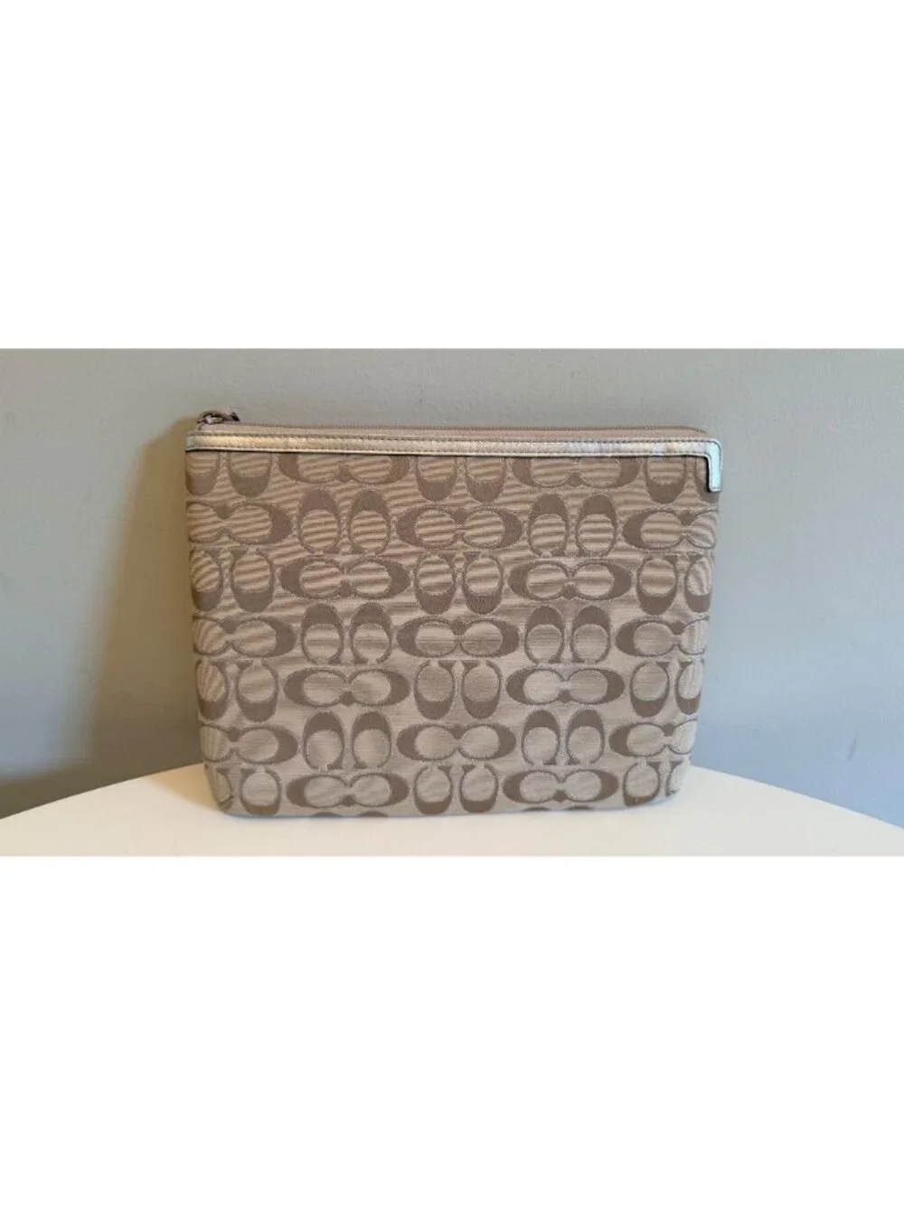 Coach Signature C iPad / Tablet Zippered Padded Carrying Case In Beige / Gold